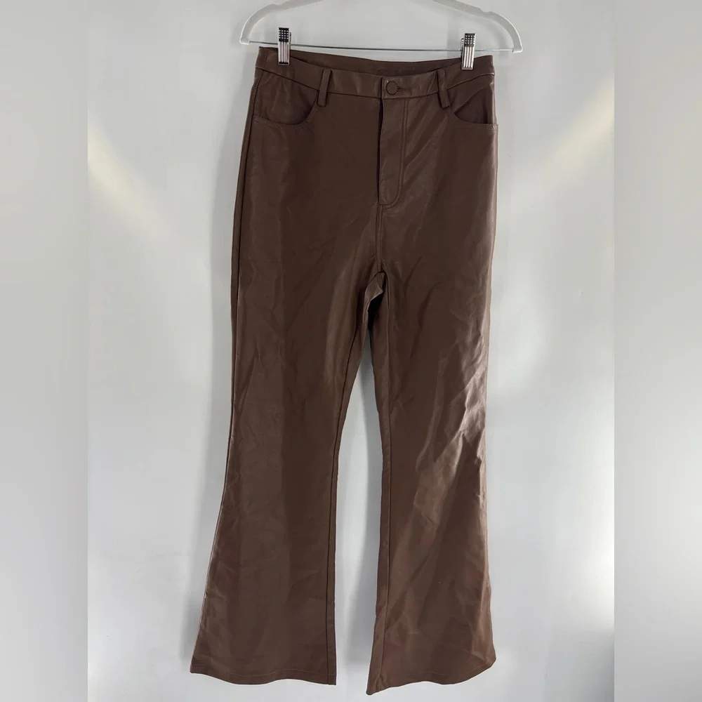 PacSun Brown Leather Flare Pants - Picture 5 of 14